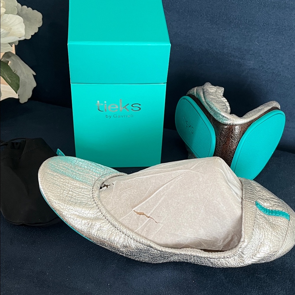 Tieks Metallic Silver Ballet Flats